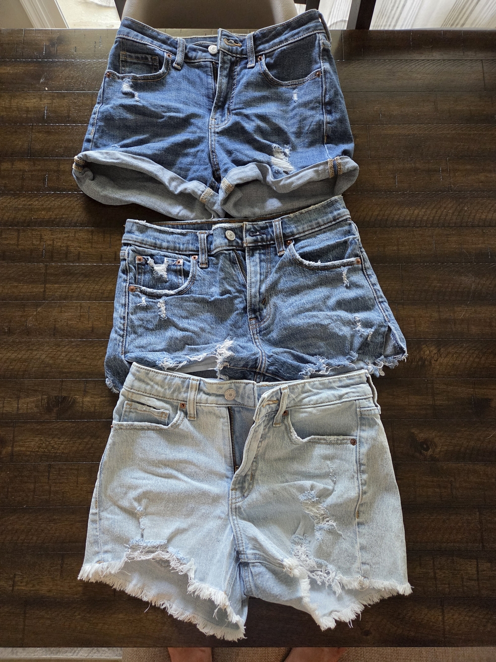3-Pack Distressed Denim Shorts Set - Blue Shades